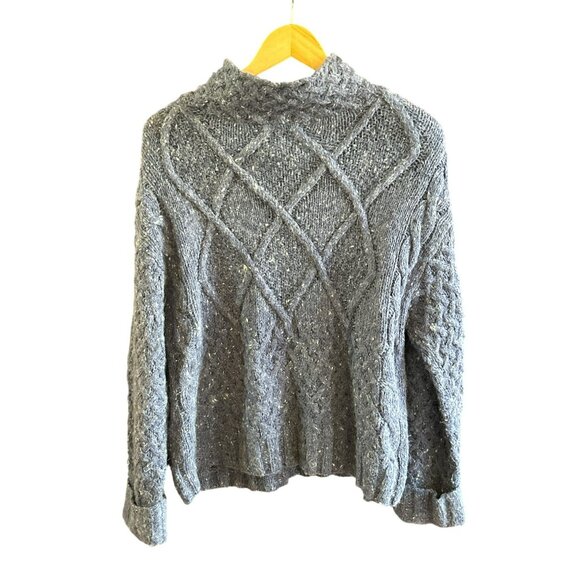 Express Tricot Blue Gray Handknitted Angora Wool Blend Cable Knit Sweater Large - Picture 4 of 4